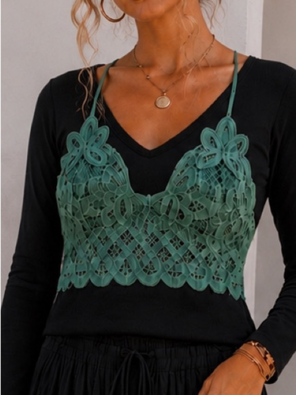 Zenana Outfitters Teal Lace Bralette Crop Top
